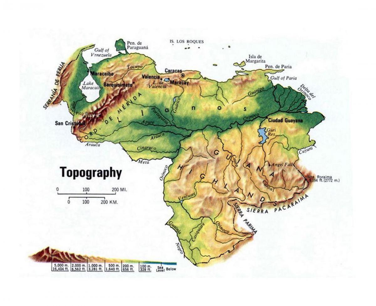 карта на венецуела топографски