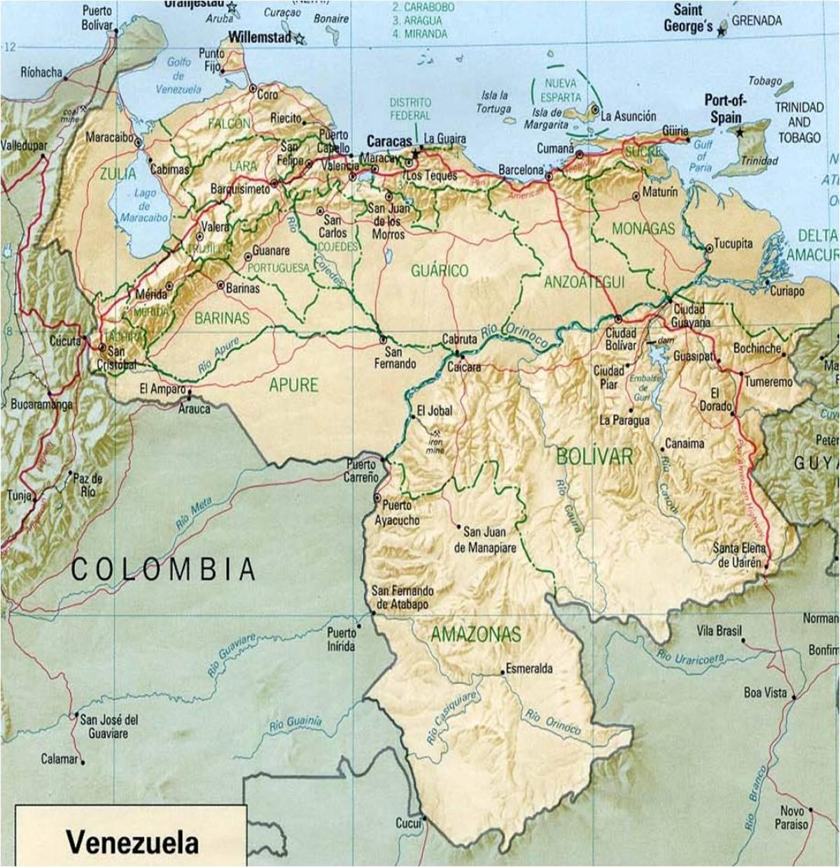 карта на венецуела реката