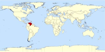Венецуела локација на мапата на светот