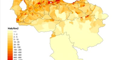 Венецуела густината на население мапа